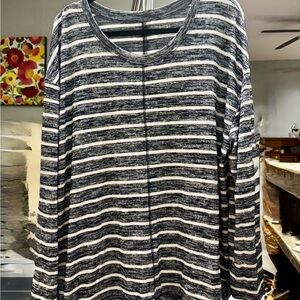 Time and Tru Navy and White Striped Top